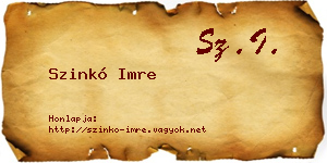 Szinkó Imre névjegykártya
